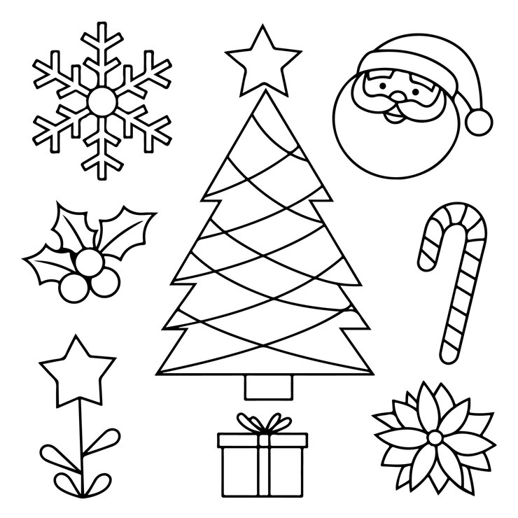 Vector libro de colorear fácil de navidad amplificador lindo simple páginas de colorear de impresión grande para niños y adultos