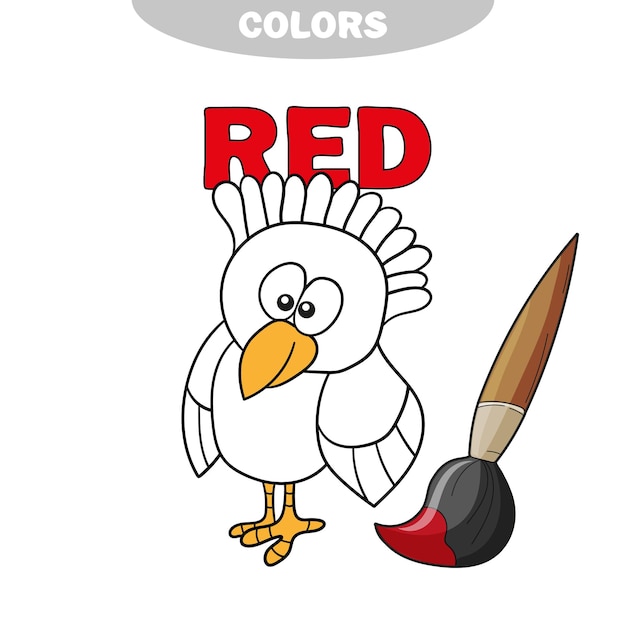 Libro de colorear - finny bird. aprender colores - rojo