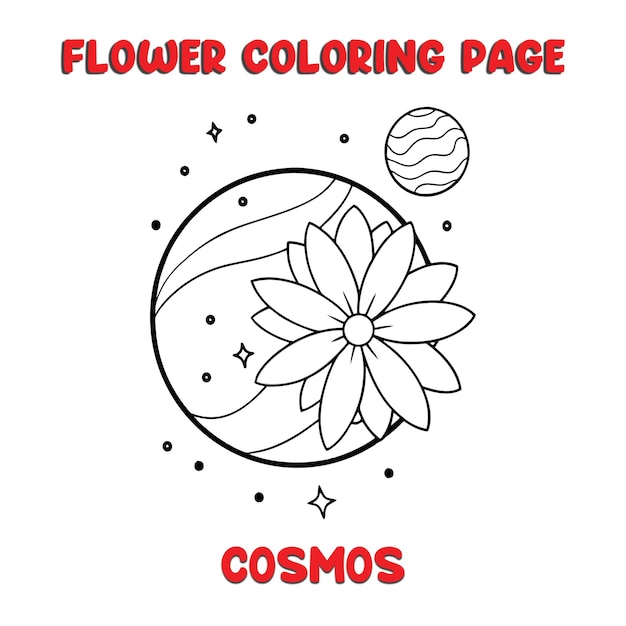 Libro de colorear flores COSMOS para niños