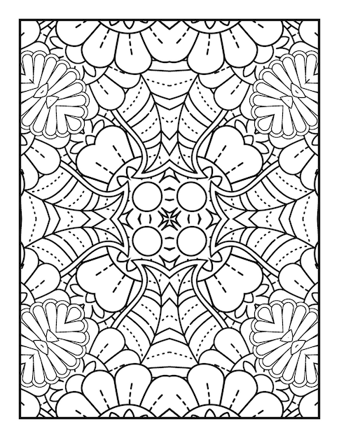 libro para colorear de flores de ilustración de flores dibujadas a mano para adultos