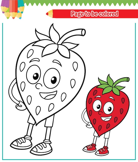 Libro de colorear fresa para niños