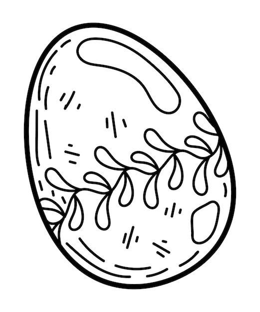 Libro de colorear huevo de Pascua con boceto de patrón Símbolo de vacaciones Ilustración vectorial dibujada a mano