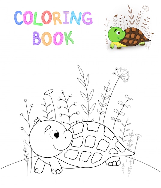 Libro para colorear infantil con dibujos animados de animales.