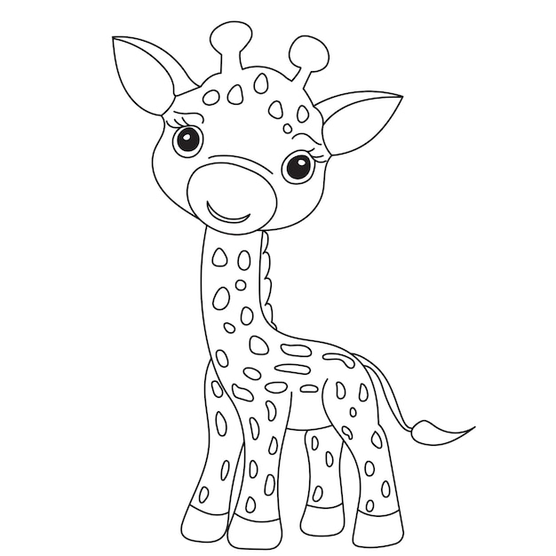 Libro de colorear de jirafa para niños vector aislado
