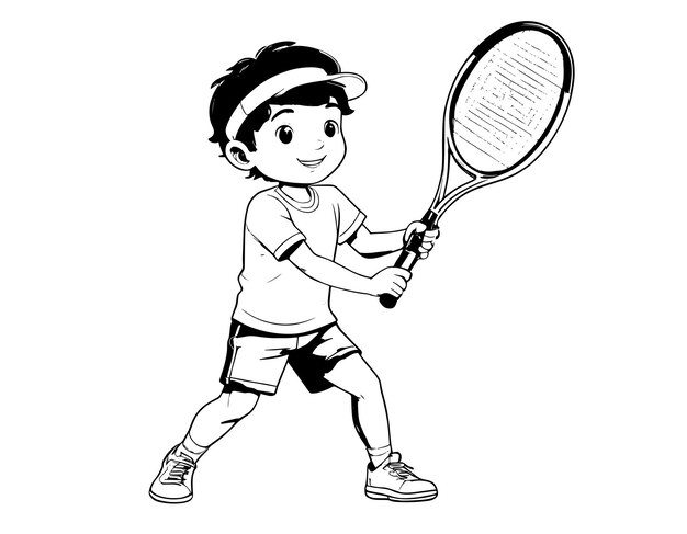 Vector libro para colorear jugoso de tenis para niños