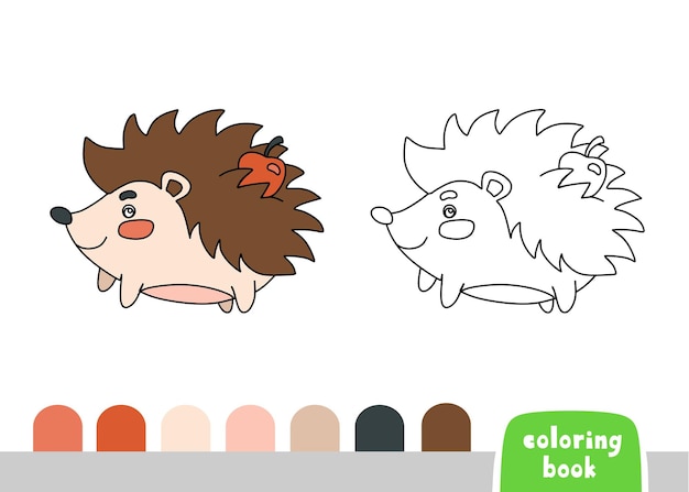 Libro para colorear lindo erizo para niños página para libros revistas plantilla de garabato vectorial