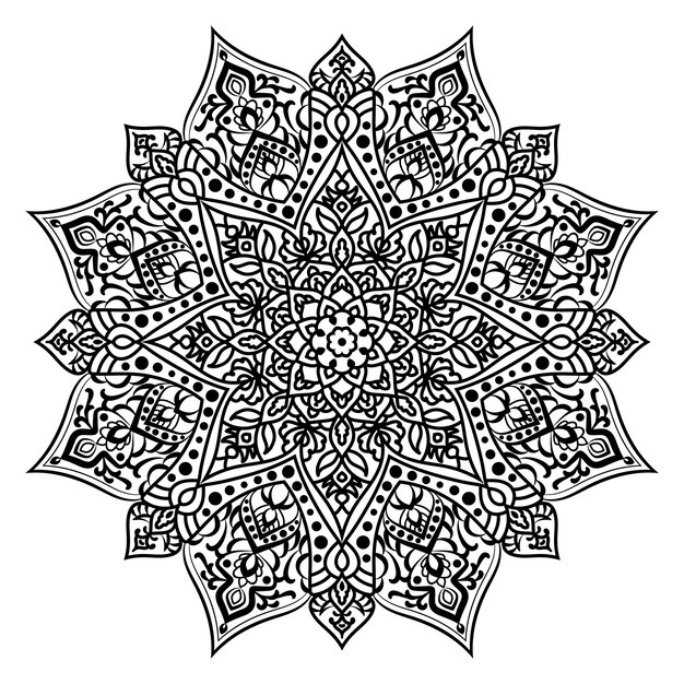 Libro para colorear mandala ornamental en blanco y negro único.