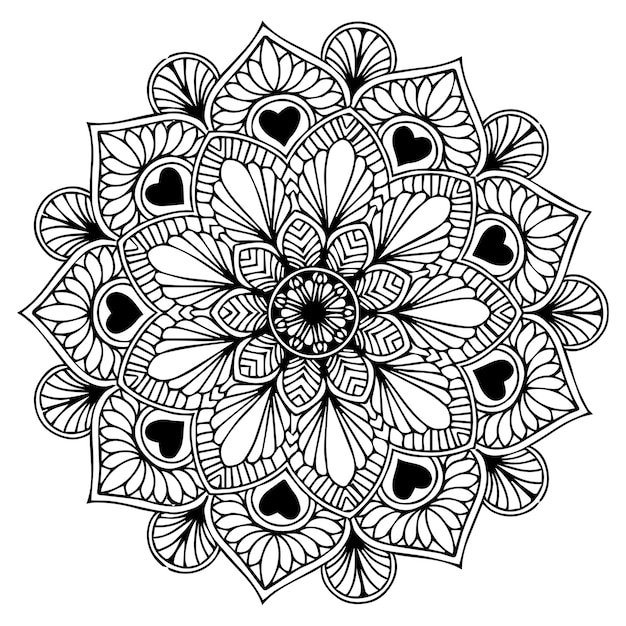 Libro para colorear Mandalas, forma de flor, terapia oriental, logotipos de yoga.