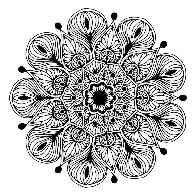 Libro para colorear Mandalas, forma de flor, terapia oriental, logotipos de yoga.