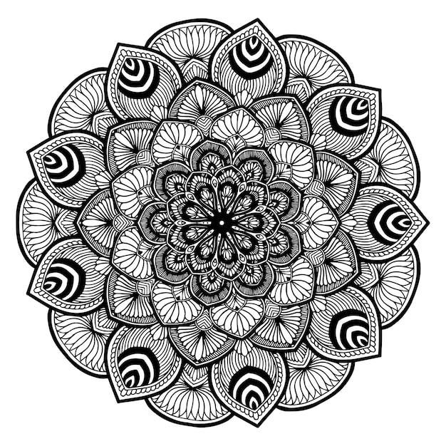 Libro de colorear de las mandalas, terapia oriental, vector de los logotipos de la yoga.