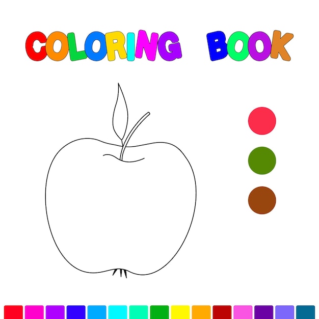 Libro para colorear con una manzanaun juego de rompecabezas para la educación infantil y actividades al aire libre