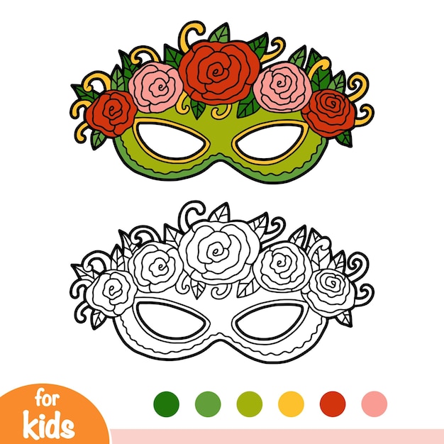 Libro para colorear Máscara de carnaval con rosas