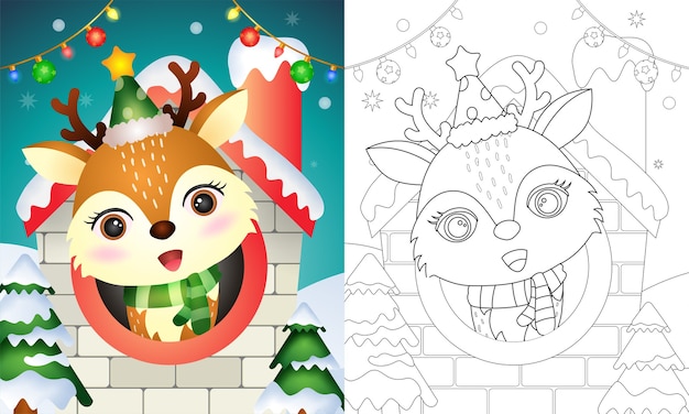 Libro para colorear de Navidad con un reno