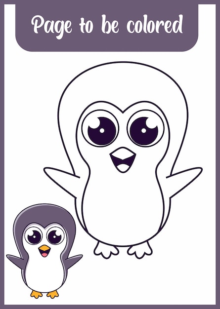 Libro para colorear para niño lindo pingüino