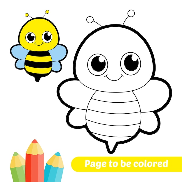 Libro para colorear para niños abeja vector