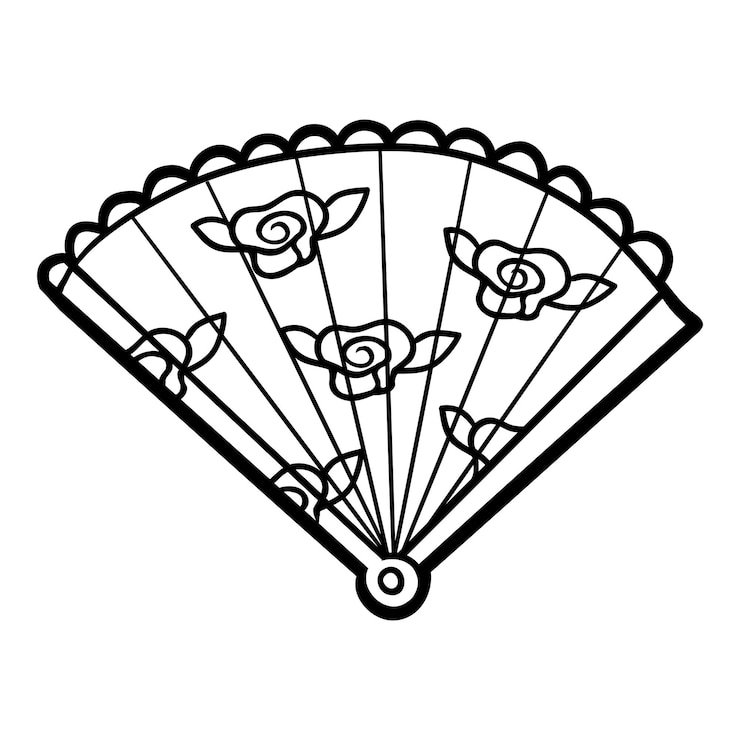 Vector libro de colorear para niños, accesorios de dibujos animados, ventilador.