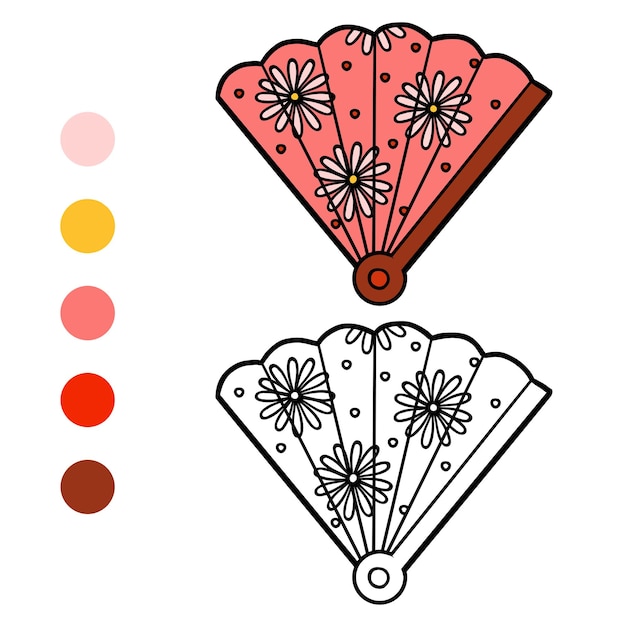 Libro de colorear para niños, accesorios de dibujos animados, ventilador.