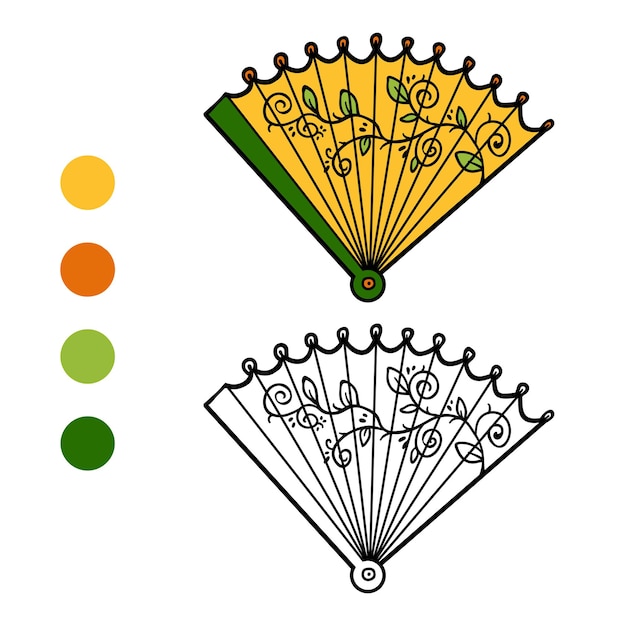 Libro de colorear para niños, accesorios de dibujos animados, ventilador.