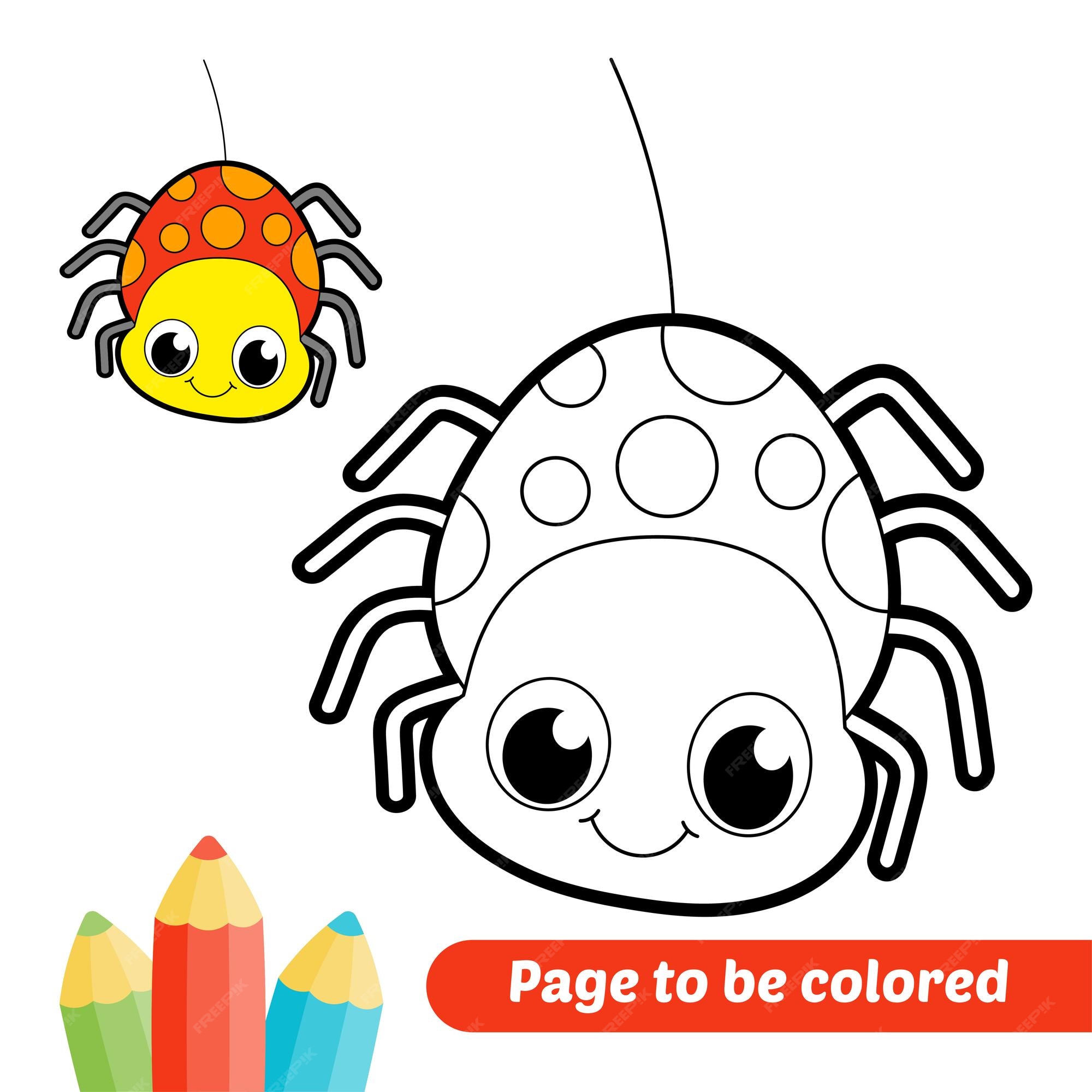 Libro para colorear para niños araña vector | Vector Premium