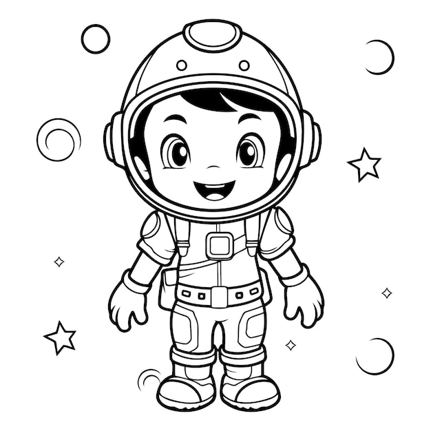 Libro para colorear para niños astronauta en traje espacial