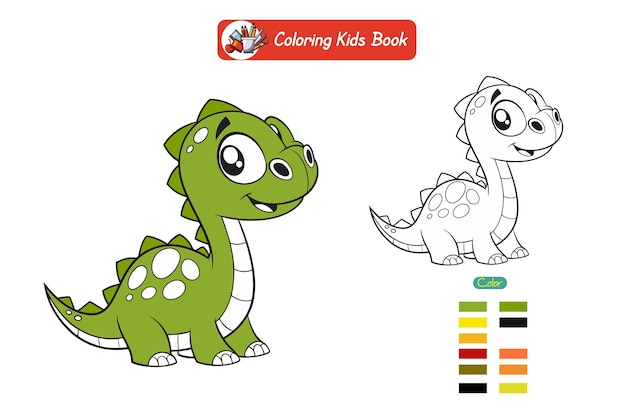 Libro para colorear para niños bebé dinosaurio vector