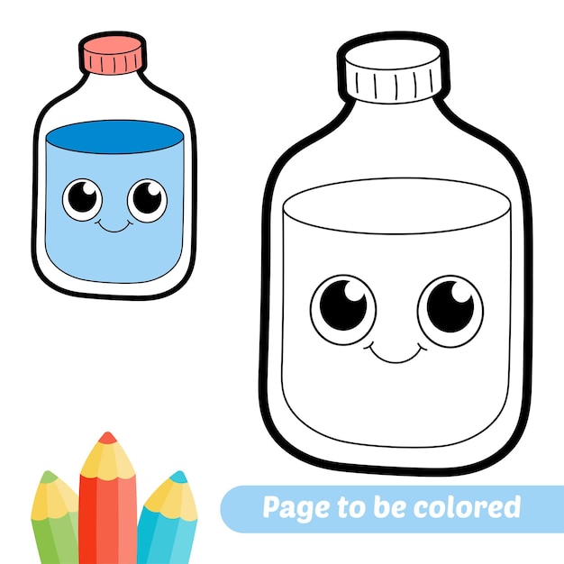 Libro para colorear para niños botella vector