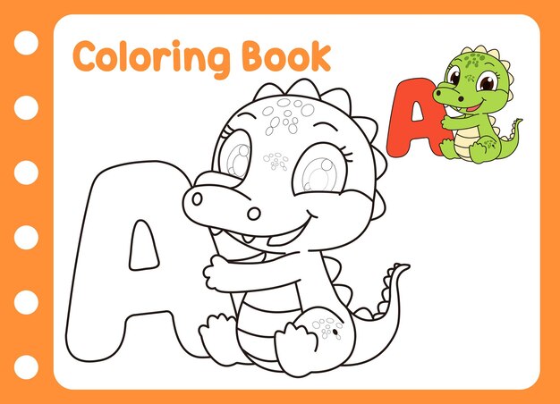 libro de colorear para niños caimán lindo