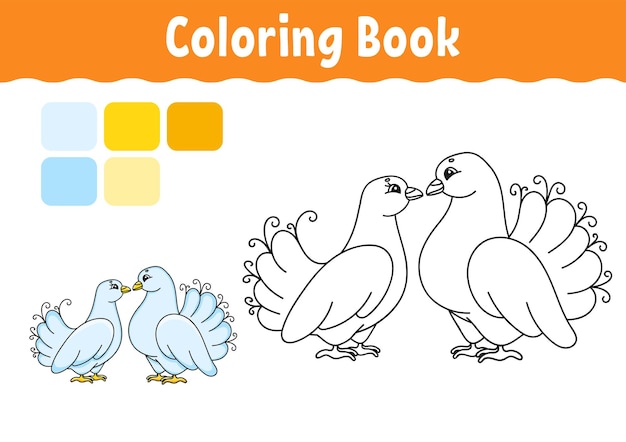 Libro para colorear para niños carácter alegre estilo de dibujos animados lindo página de fantasía para niños silueta de contorno negro aislado sobre fondo blanco ilustración vectorial