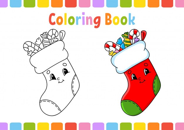 Libro para colorear para niños. Carácter alegre Ilustración vectorial Estilo de dibujos animados lindo