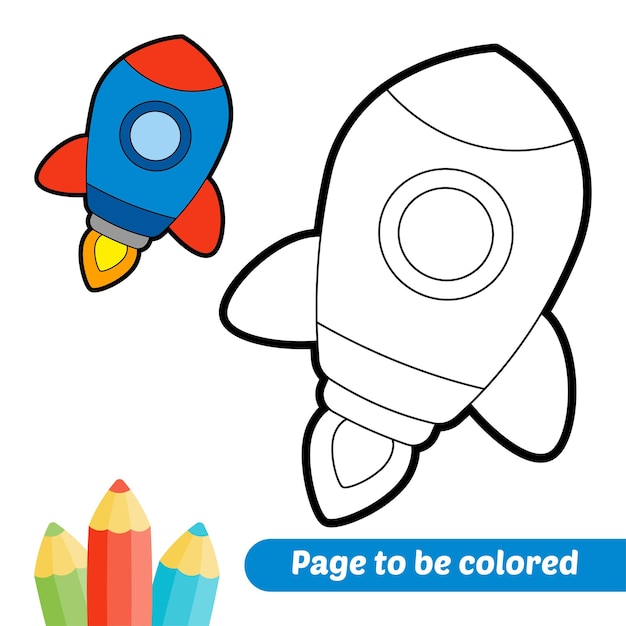 Libro para colorear para niños cohete vector