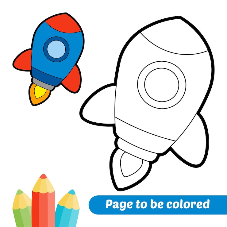 Vector libro para colorear para niños cohete vector