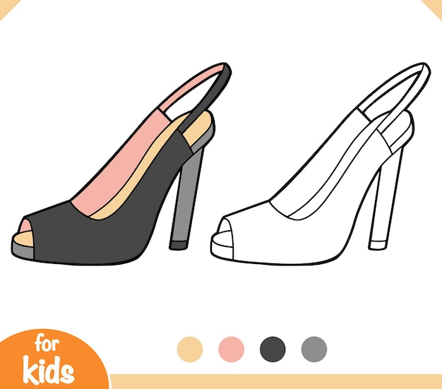 Vector libro para colorear para niños colección de zapatos de dibujos animados slingback