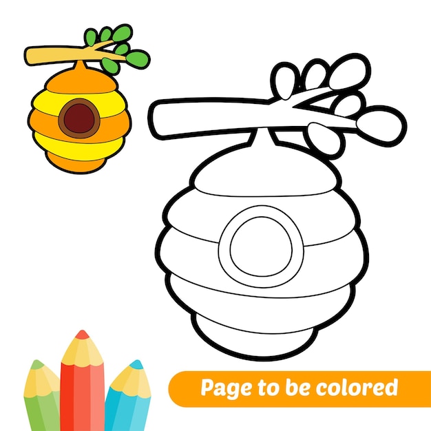 Libro para colorear para niños colmena vector