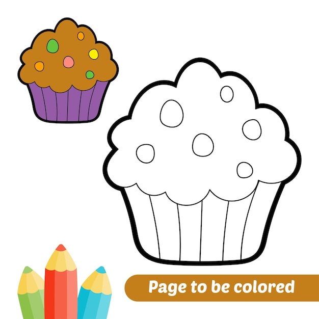 Libro para colorear para niños cupcake vector