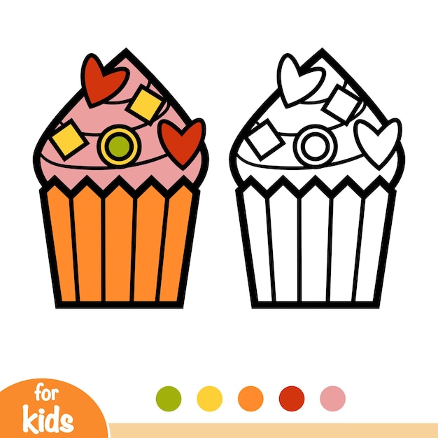 Libro de colorear para niños, cupcake