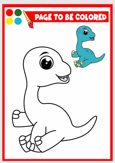 Libro para colorear para niños dino lindo vector