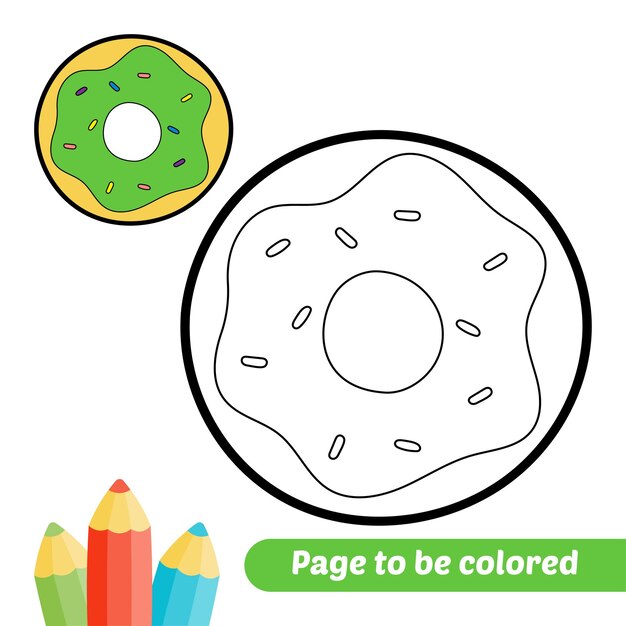 Libro para colorear para niños donut vector