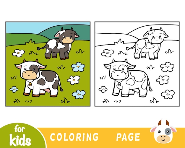 Libro para colorear para niños dos vacas