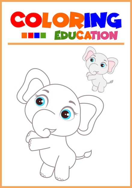 Libro para colorear para niños elefante