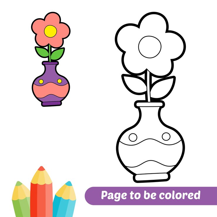 Vector libro para colorear para niños florero vector