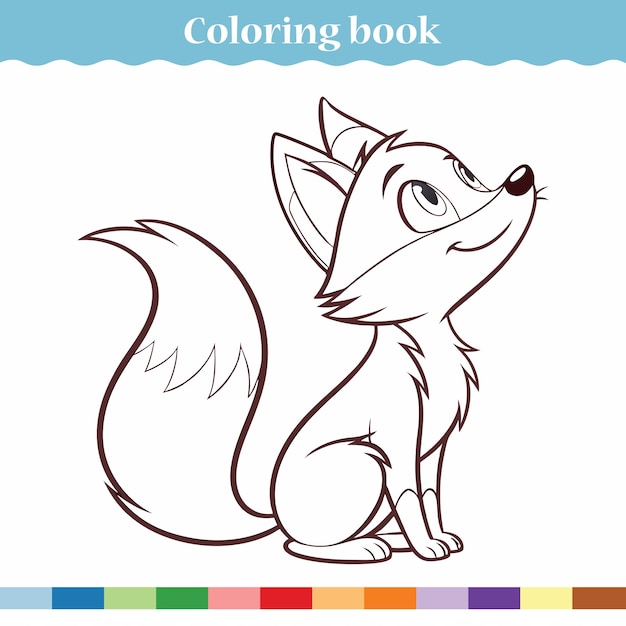 Libro para colorear para niños fox vector