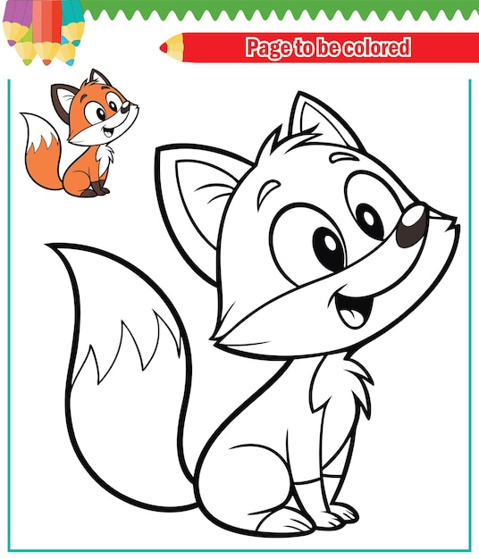 Libro para colorear para niños fox vector