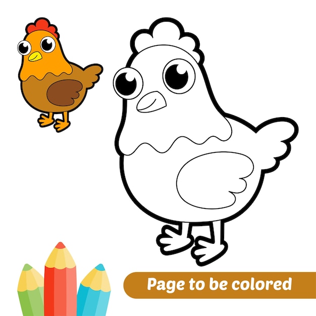 Vector libro para colorear para niños gallina vector