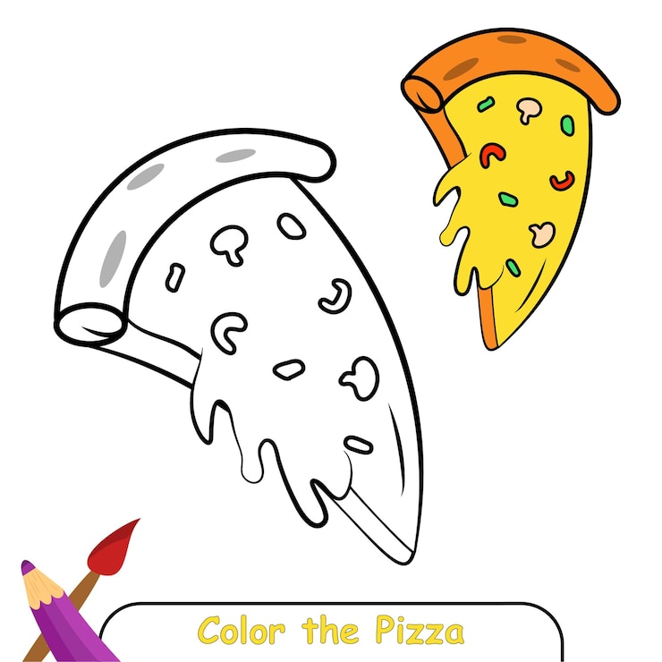 Vector libro para colorear para niños, gráficos vectoriales de pizza