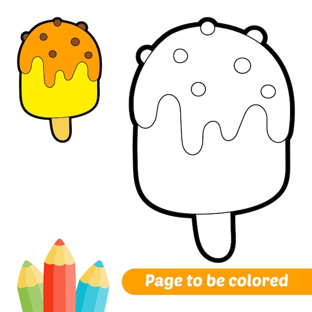 Libro para colorear para niños helado vector