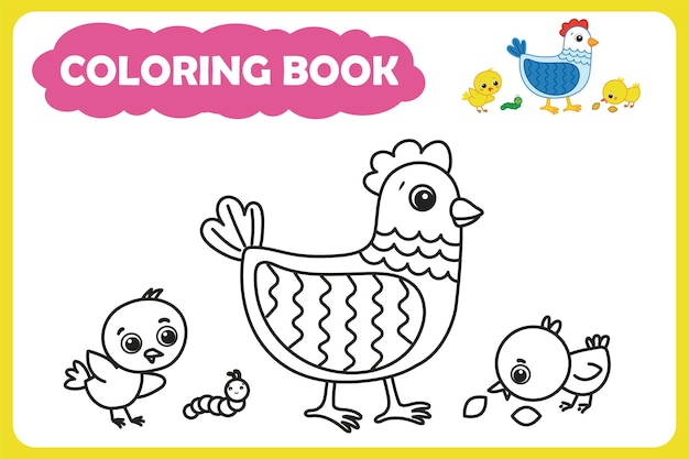 libro para colorear para niños. ilustración vectorial de animales de granja