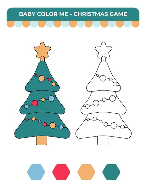 Libro para colorear para niños Juego de niños de Navidad Árbol de Navidad