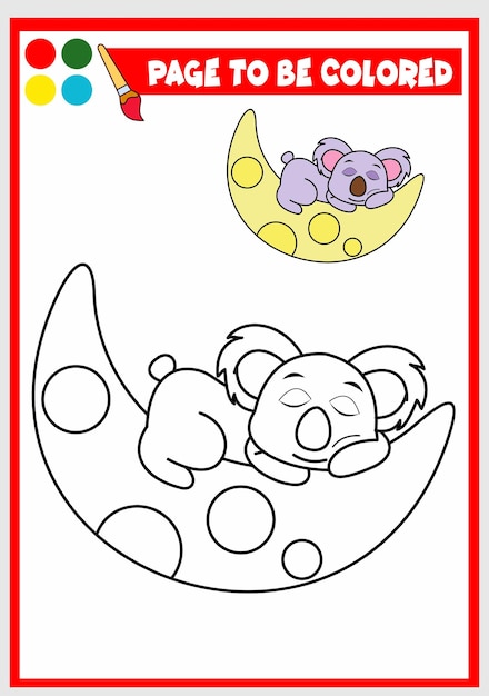 Libro para colorear para niños koala con luna