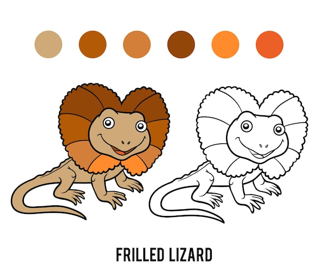 Libro de colorear para niños, lagarto con volantes