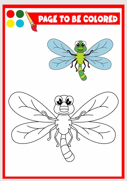 Libro para colorear para niños libélula